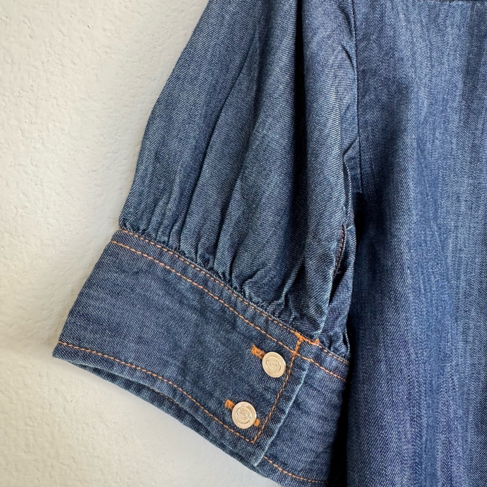NWT Talbots Denim Short Sleeve Peasant Top in Dark Blue Size M - Picture 5 of 11